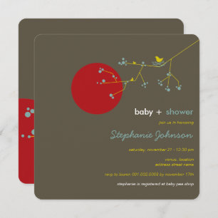 Nesting Bird Family Tree Simple Chic Baby Shower Invitation