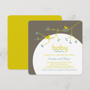 Nesting Birds Family Tree Couples Baby Shower Invitation