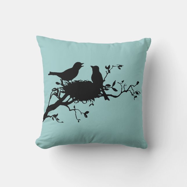 Nesting Birds Silhouette Pillow (Front)