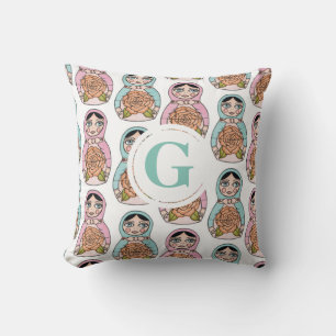 Nesting Doll matryoshka Personalized Letter Pillow