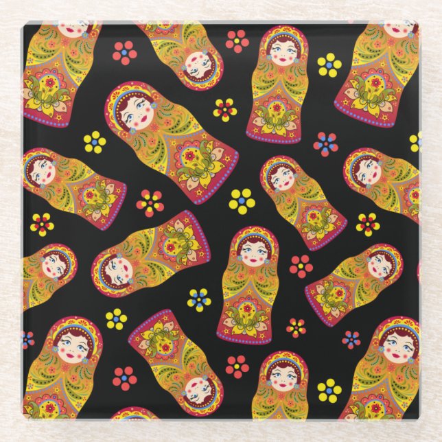 Nesting Dolls Glass Coaster (Front)