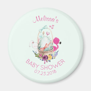 Nesting Egg w/ Flamingo & Bunny Baby Shower Magnet