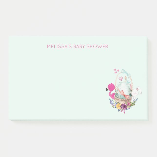 Nesting Egg w/ Flamingo & Bunny Baby Shower Post-it Notes (Front)