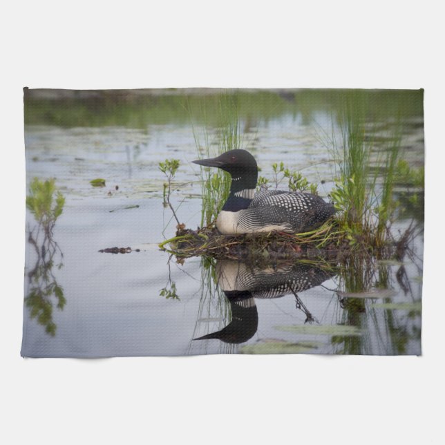 Nesting Loon kitchen towel (Horizontal)