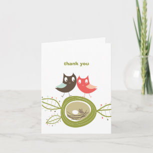 Nesting Owl Family Couple's Baby Shower Thank You