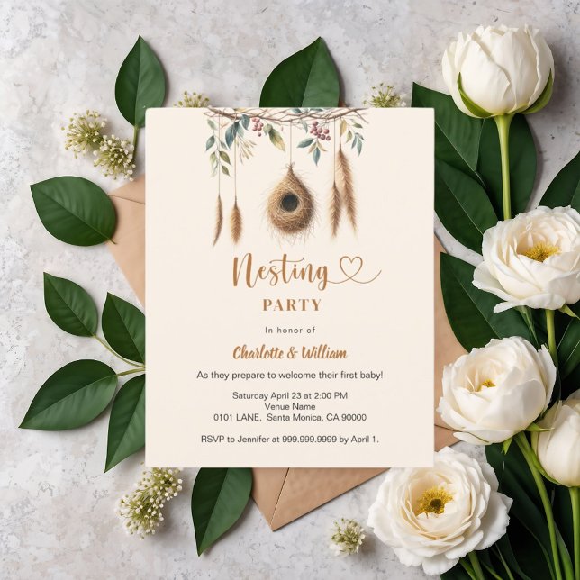 Nesting party bird nest baby shower invitation (Creator Uploaded)