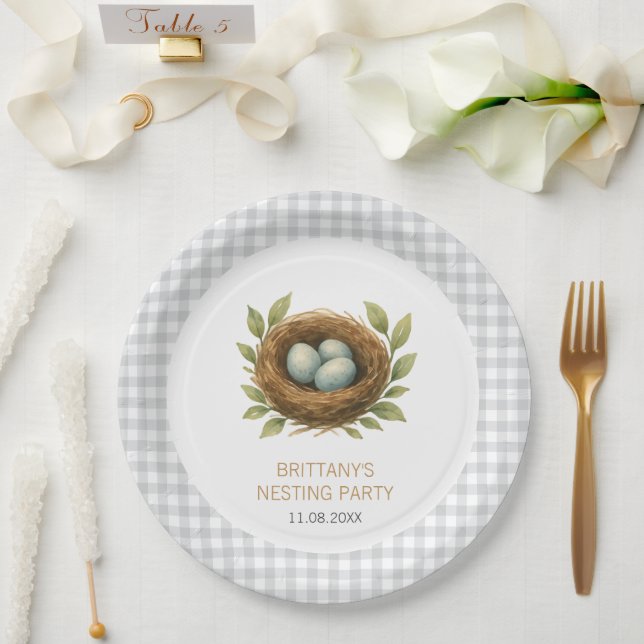 Nesting Party Bless the Nest Neutral Baby Shower Paper Plate (Wedding)