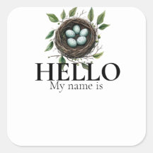 Nesting Party Name Tag Bird Nest