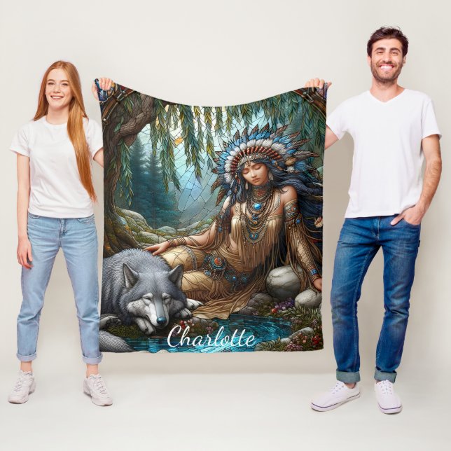 Nestled by a gentle river a native Indian Fleece Blanket (In Situ)