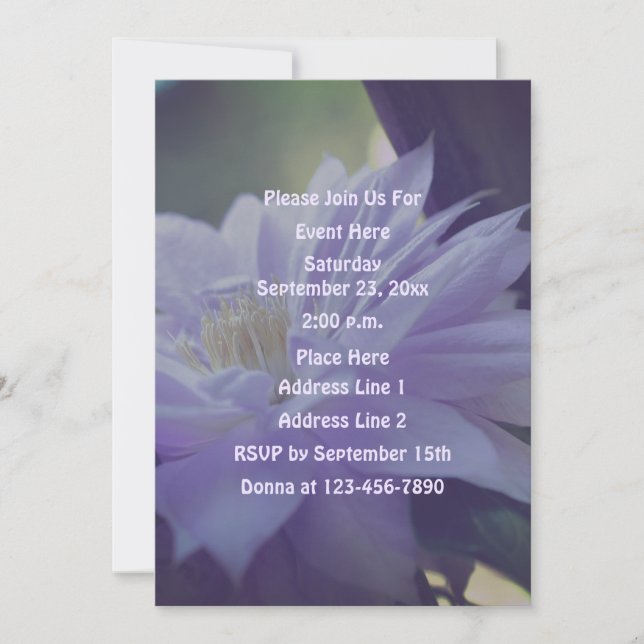 Nestled Clematis Flower Party Invitation (Front)