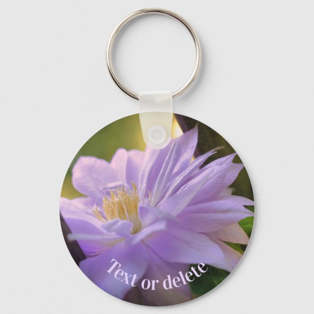 Nestled Clematis Flower Personalized Keychain (Front)