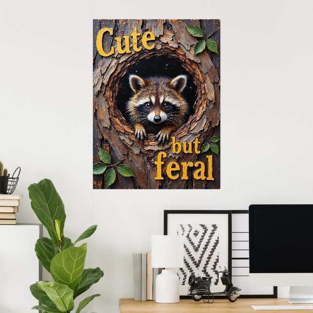 Nestled Prowler: A Raccoon's Perch Poster (Home Office)