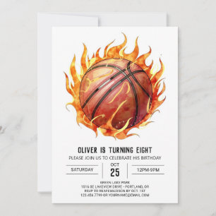 Net Custom Elegant Basketball Birthday Invitation