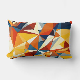 Net of multicolored triangles lumbar pillow