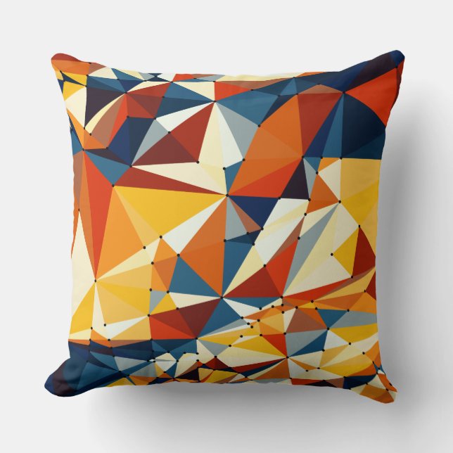 Net of multicolored triangles throw pillow (Front)
