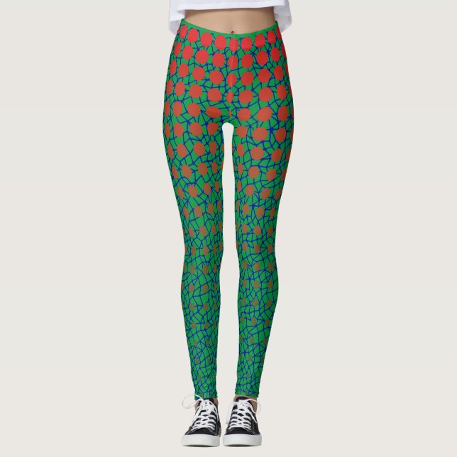 Net Pattern 10.blue.wx4 green BG Leggings (Front)