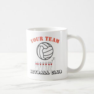 Netball Ball Themed Team Name Personalised Coffee Mug