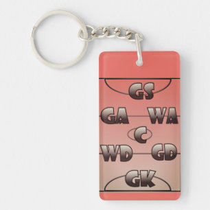 Netball Court and Player Positions Design Keychain