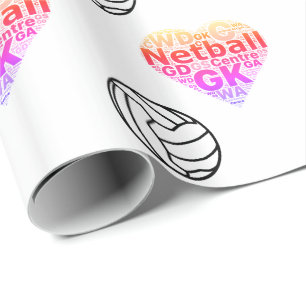 Netball Heart and Ball Design Wrapping Paper