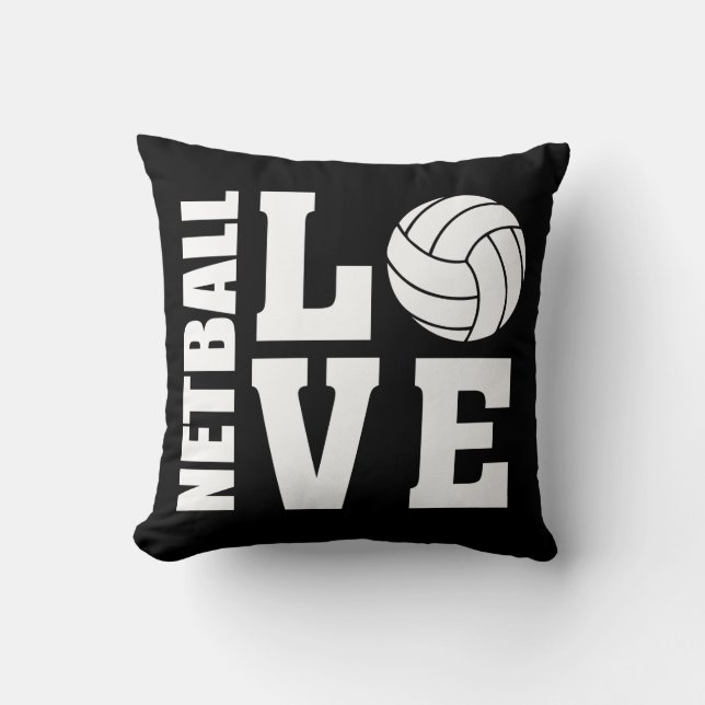 Netball Love Black Netball Throw Pillow (Front)