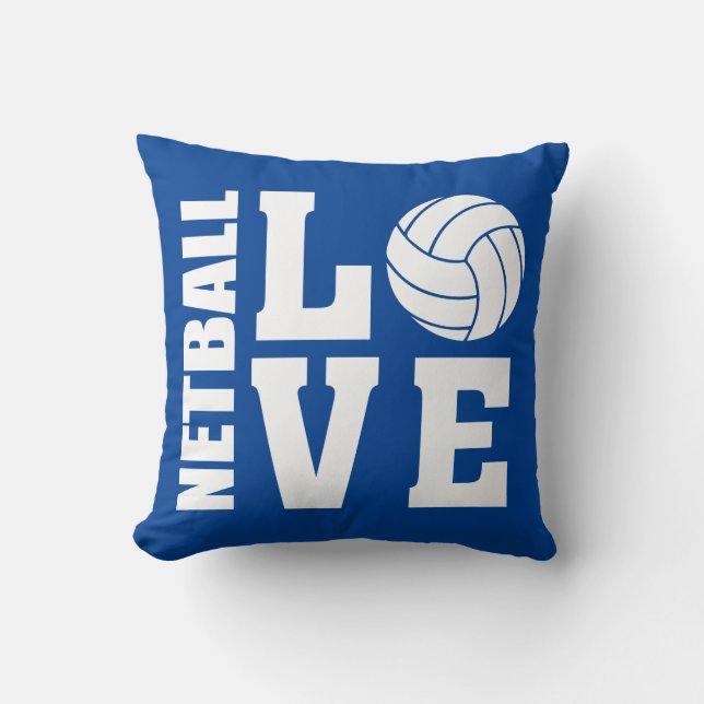 Netball Love Blue Netball Throw Pillow (Front)
