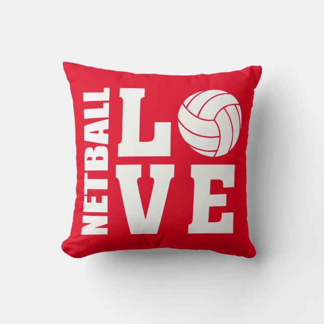 Netball Love Red Netball Throw Pillow (Front)
