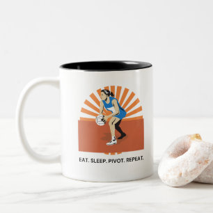 Netball Mug Eat. Sleep. Pivot. Repeat. Funny Gift
