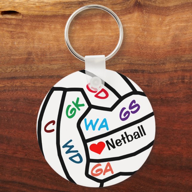 Netball Player Positions Ball Design Keyring Zazzle