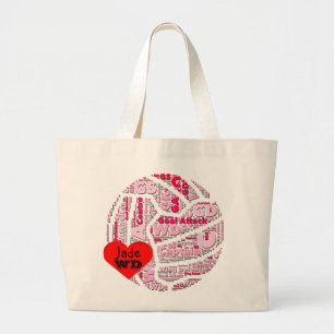 Netball Positions Ball Design Personalised Large Tote Bag