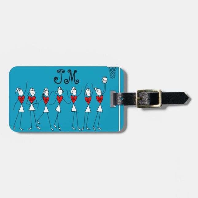 Netball Positions Heart Design Luggage Tag (Front Horizontal)