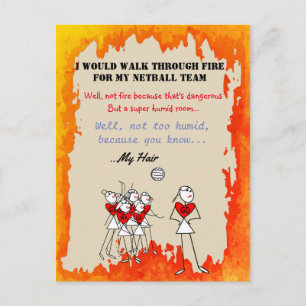 Netball Positions Stick Figures With Funny Quote Postcard