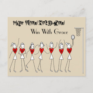 Netball Positions Stick Figures With Quote Postcard