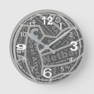 Netball Positions Themed Ball Design Round Clock