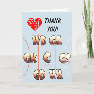 Netball Positions Themed Coach Thank You Card