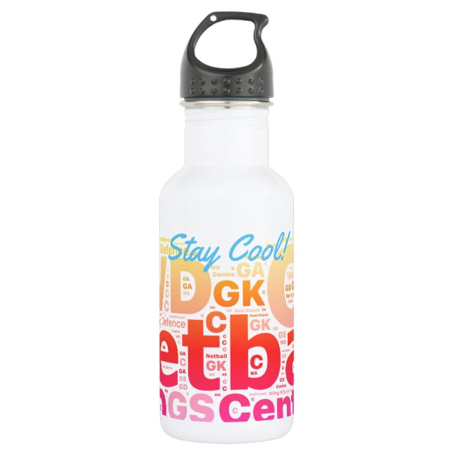 Netball Positions Typography Design 532 Ml Water Bottle (Front)