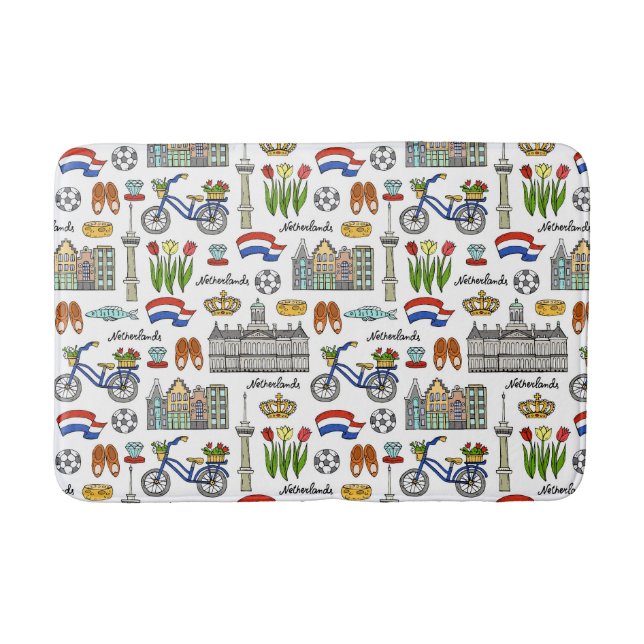 Netherland Doodle Pattern Bath Mat (Front)