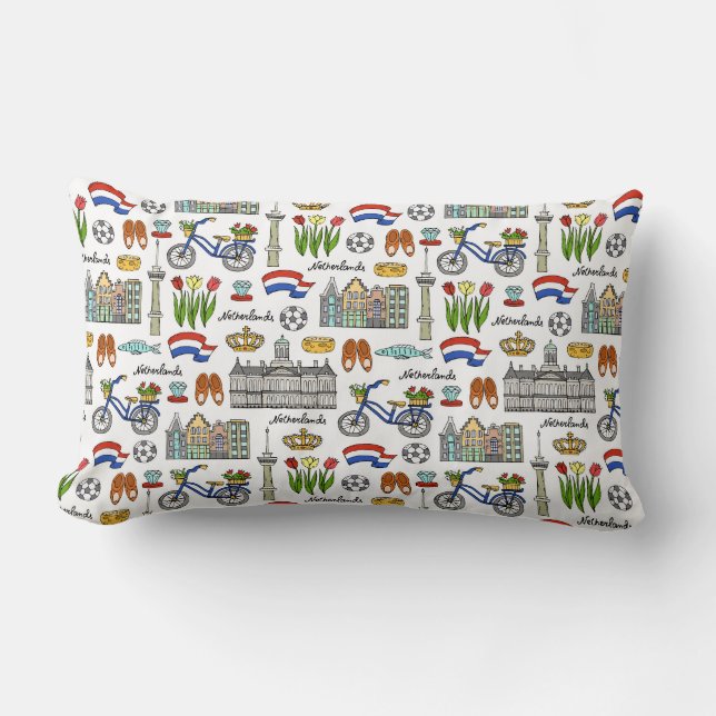 Netherland Doodle Pattern Lumbar Pillow (Front)
