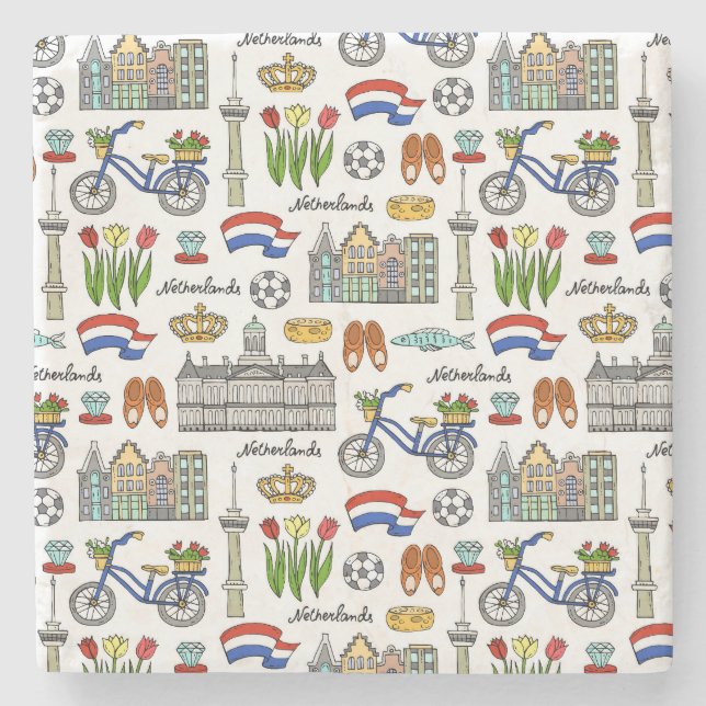 Netherland Doodle Pattern Stone Coaster (Front)