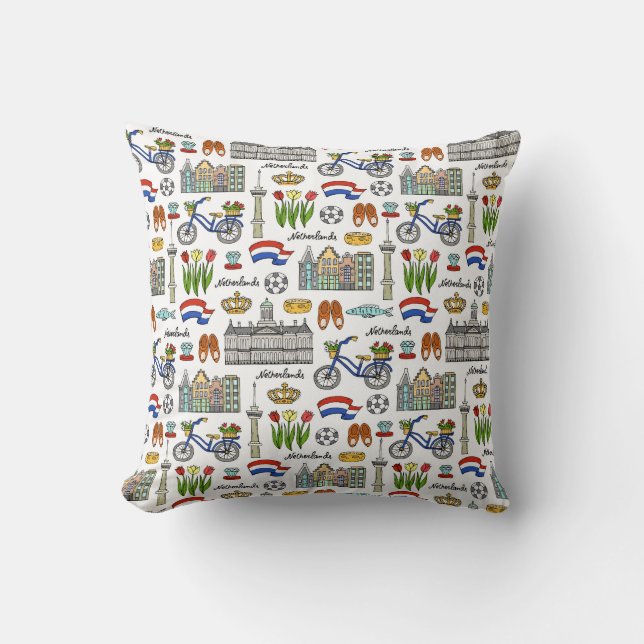 Netherland Doodle Pattern Throw Pillow (Front)