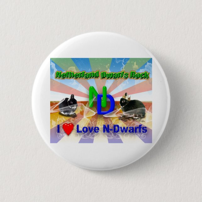 Netherland Dwarf Bunny 2 Inch Round Button (Front)