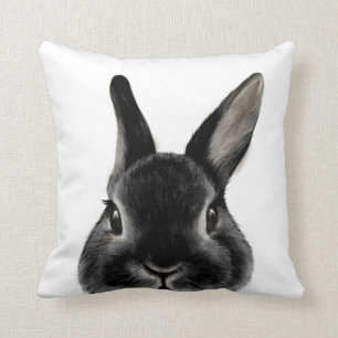 Netherland Dwarf rabbit Black, original by miart Throw Pillow