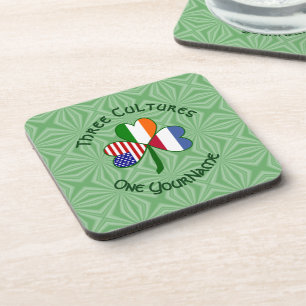 Netherlander Irish American Flags Shamrock Name Coaster