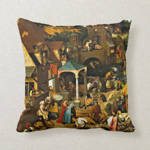 Netherlandish Proverbs-1559 Pieter Bruegel Elder Throw Pillow