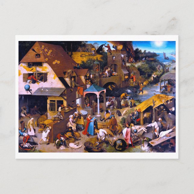 Netherlandish Proverbs, Pieter Bruegel the Elder Postcard (Front)