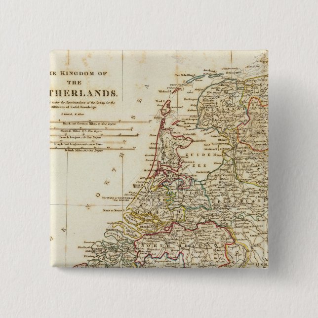 Netherlands 9 2 inch square button (Front)