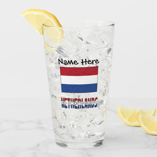 Netherlands and Netherlanders Flag Personalized  Glass (Front Ice)