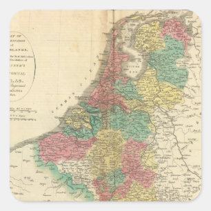 Netherlands, Beligium Atlas Map Square Sticker