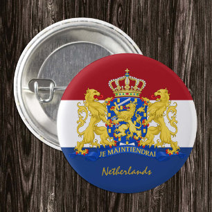 Netherlands button, patriotic Dutch Flag fashion 1 Inch Round Button