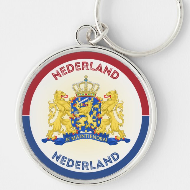 Netherlands Coat of Arms Circle Shape  Keychain (Front)