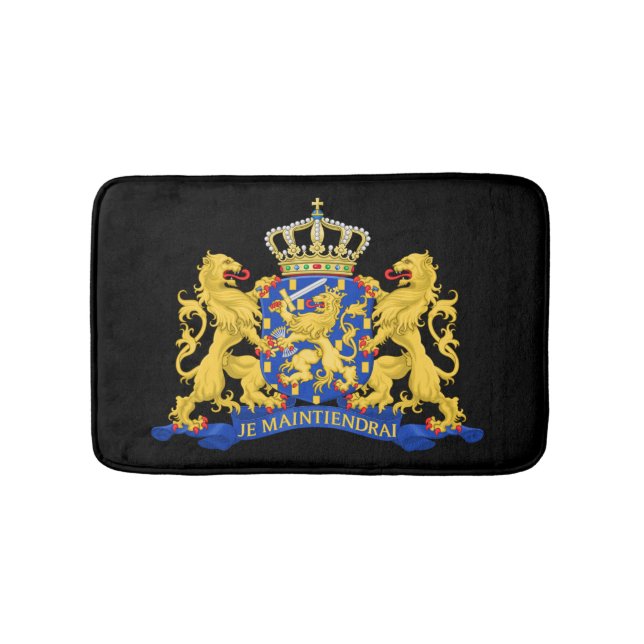 Netherlands Coat of Arms on Black bmcnt Bath Mat (Front)